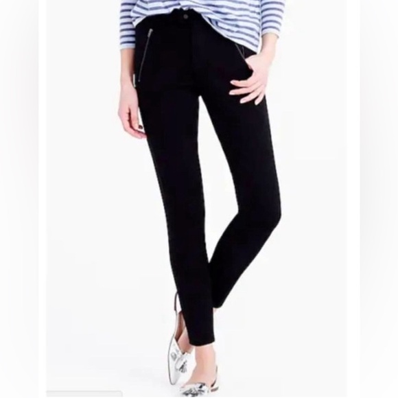 J.Crew Pixie Pants Black Skinny Ponte Knit Leggings Zipper Detail Size 4 - Picture 1 of 8
